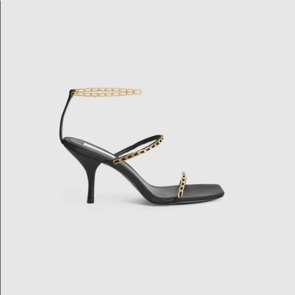 Reiss Magda Black Leather Heels - Picture 3 of 6